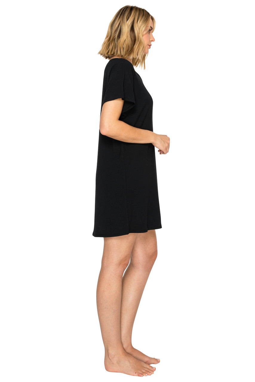 Jet Black | Yummy Modal Rib Dolman Sleep Dress Side