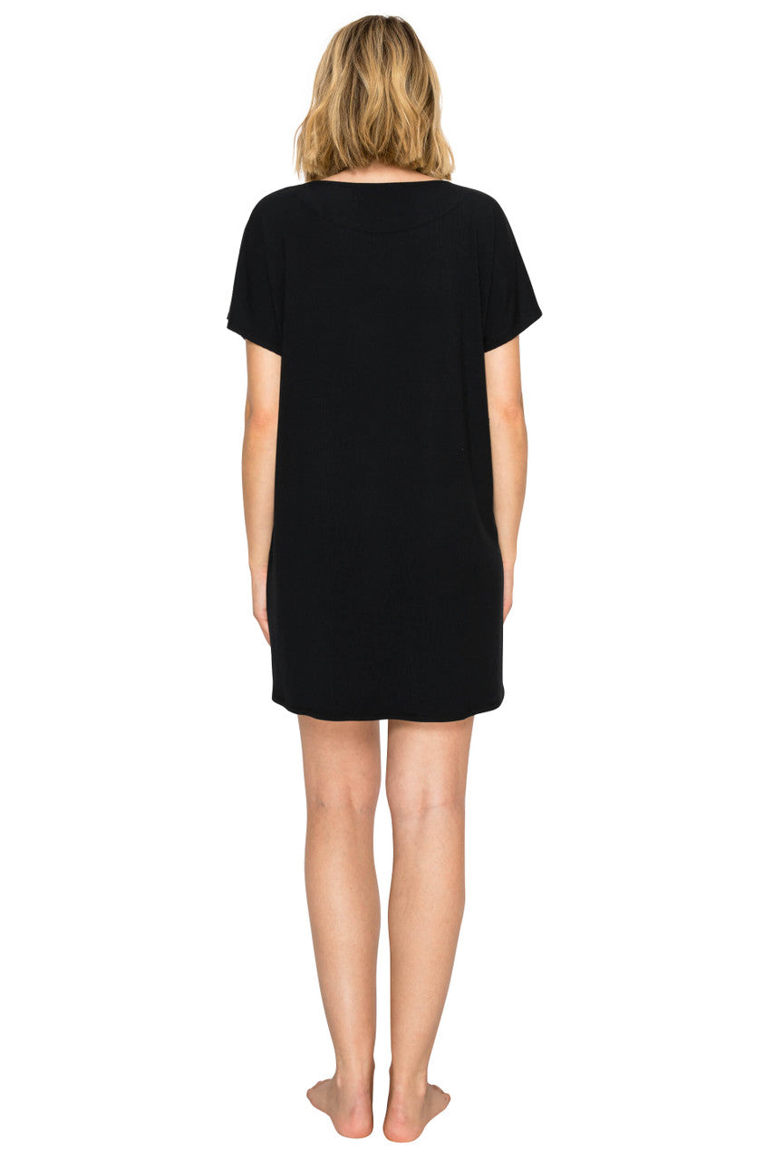 Jet Black | Yummy Modal Rib Dolman Sleep Dress Back
