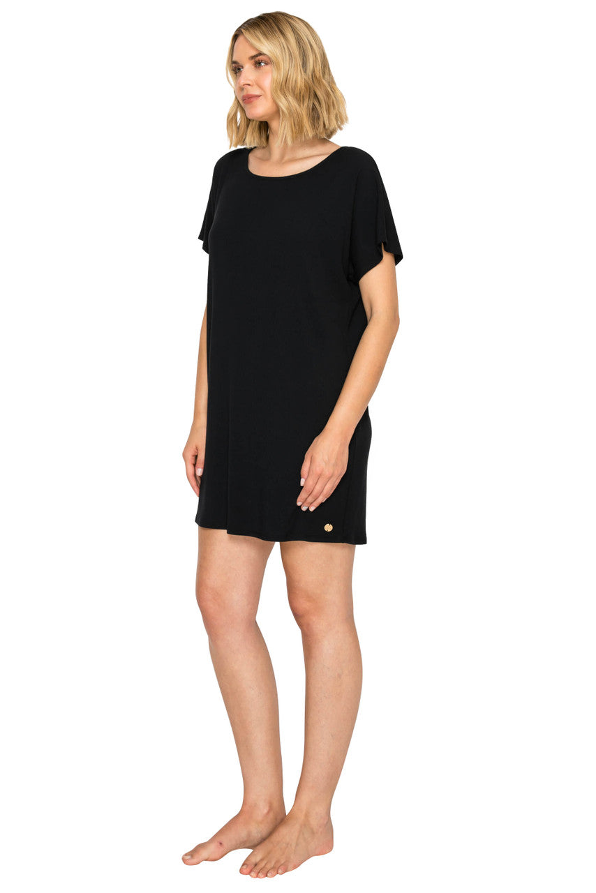 Jet Black | Yummy Modal Rib Dolman Sleep Dress Alt Angle