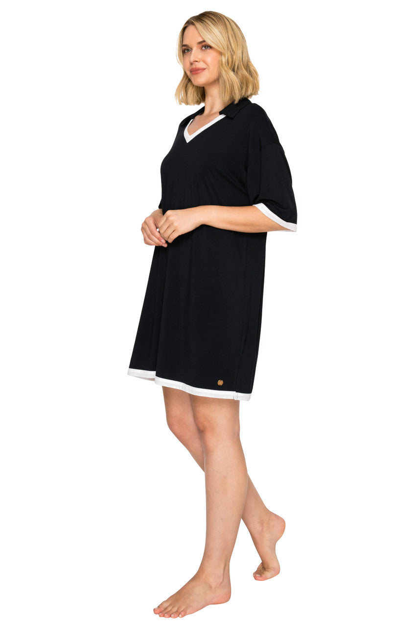 Badgley Mischka Yummy Modal Blend Collared Sleep Dress Badgley Mischka Yummy Modal Blend Collared Sleep Dress