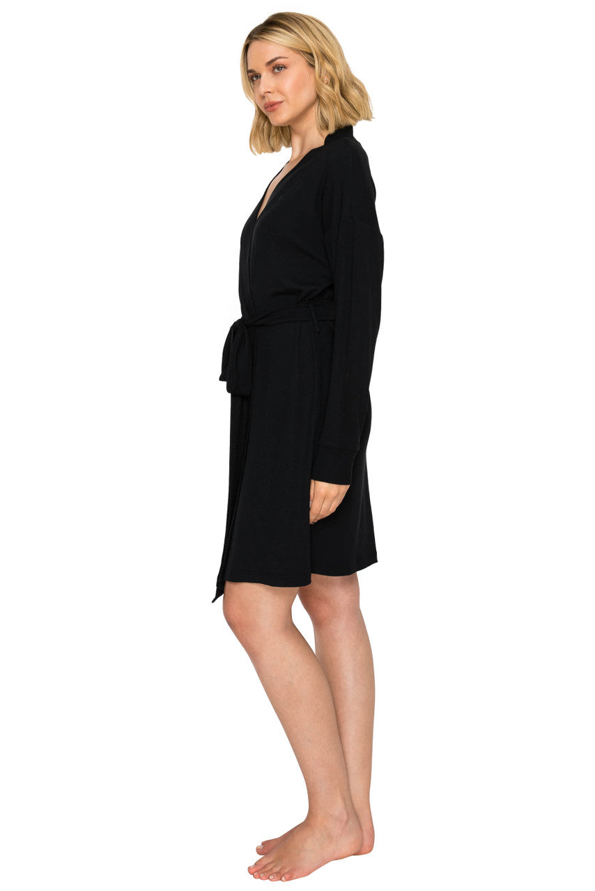 Jet Black | Yummy Modal Rib Cozy Robe Side