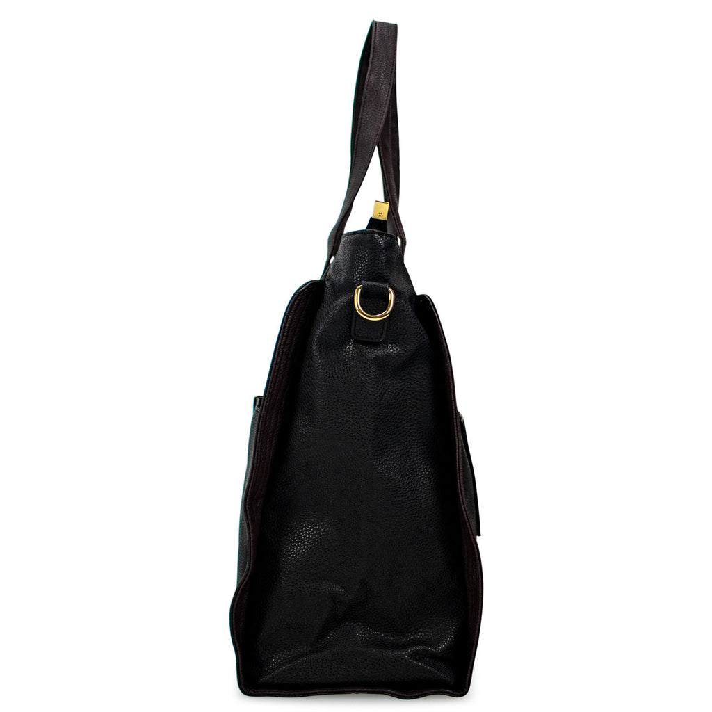 Black | Rose Vegan Leather Travel Tote Weekender Bag