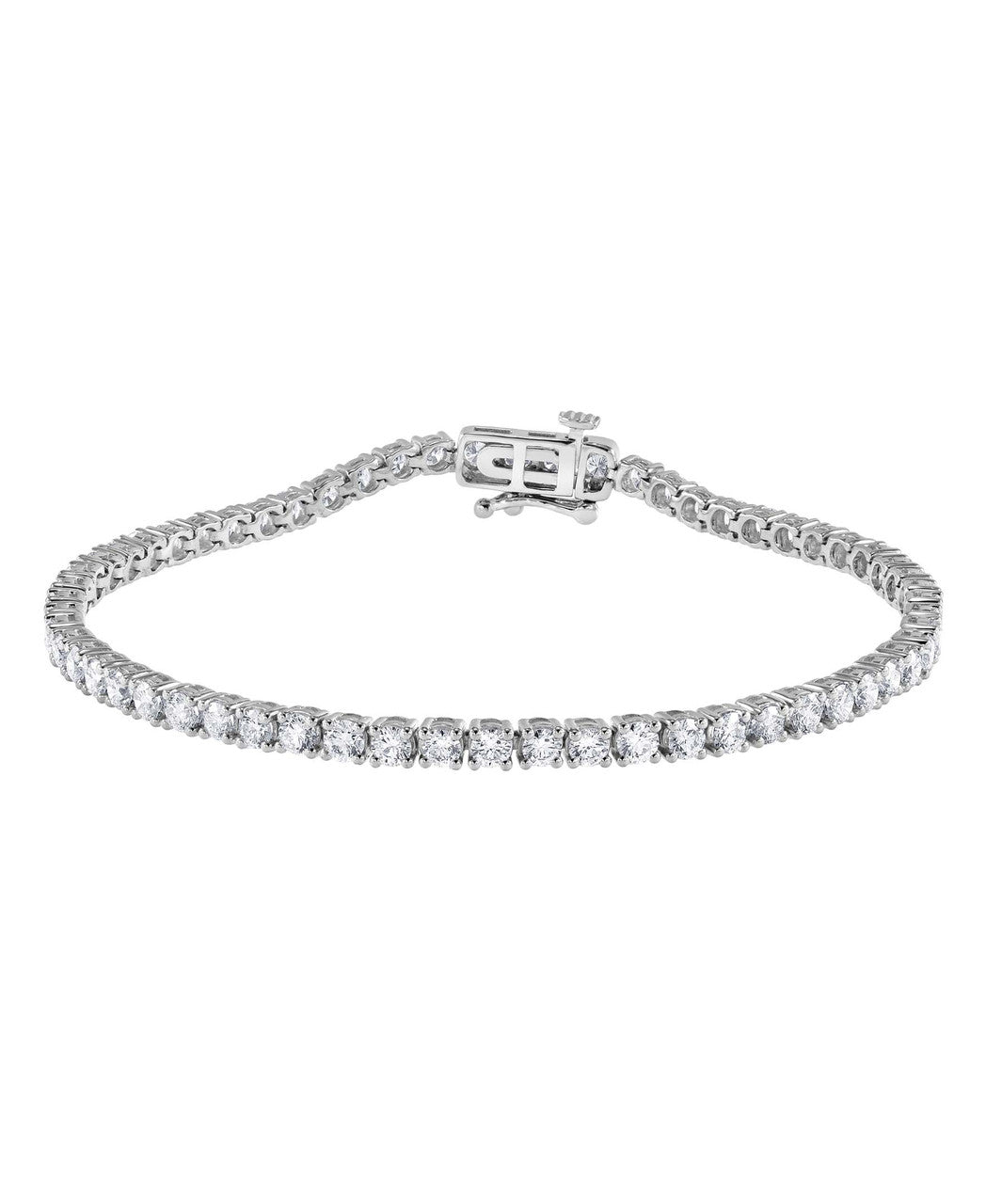 White Gold | 4CTTW Round Cut Diamond Tennis Bracelet Front