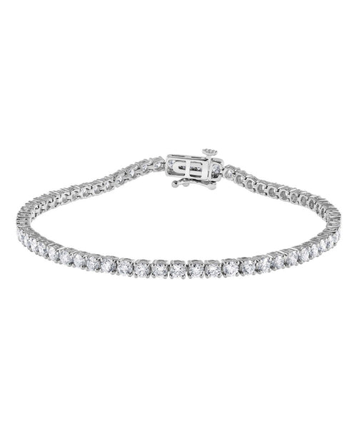White Gold | 4CTTW Round Cut Diamond Tennis Bracelet Front