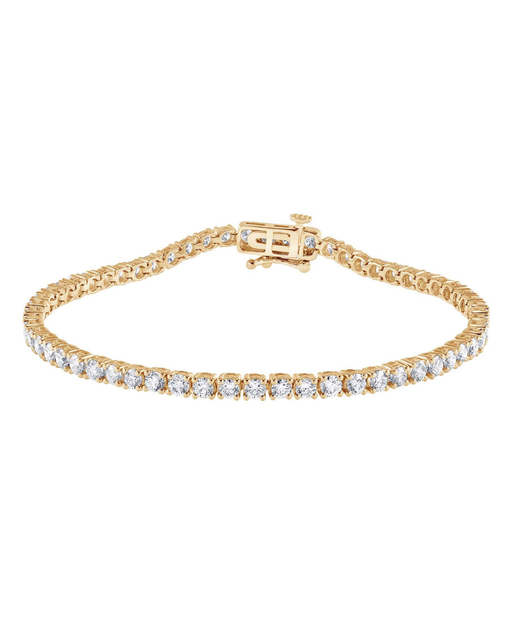 Yellow Gold | 4CTTW Round Cut Diamond Tennis Bracelet Front