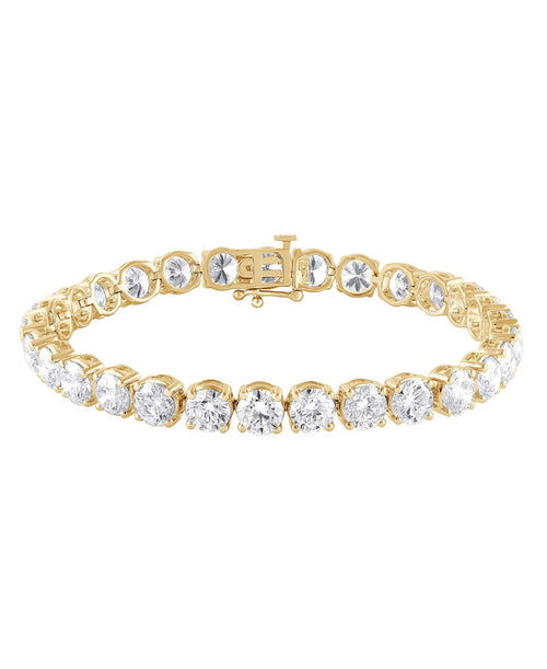 Yellow Gold | 20CTTW Round Cut Diamond Tennis Bracelet Front