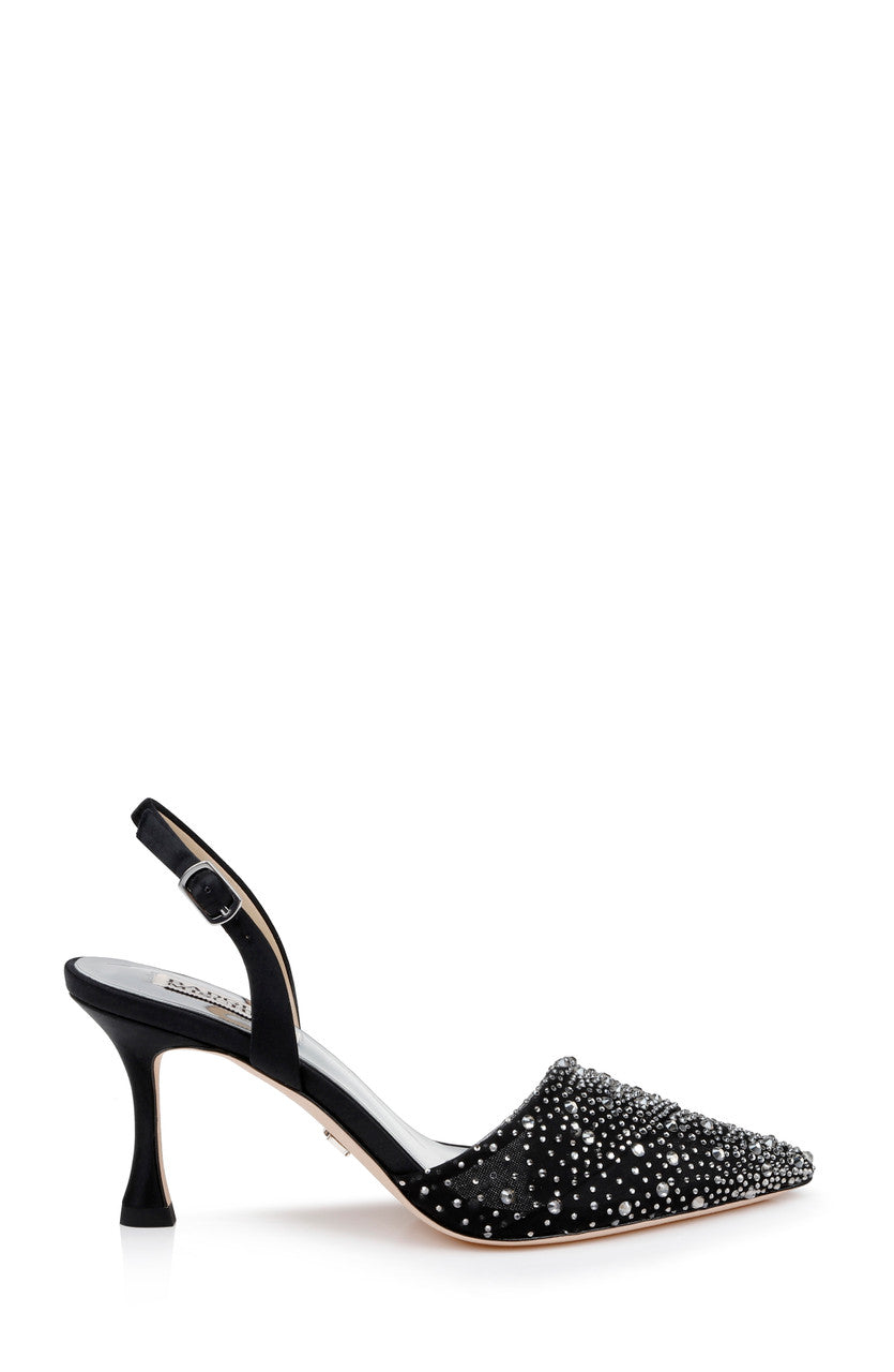 Black | Brenna Rhinestone-Studded 2-Piece Slingbacks