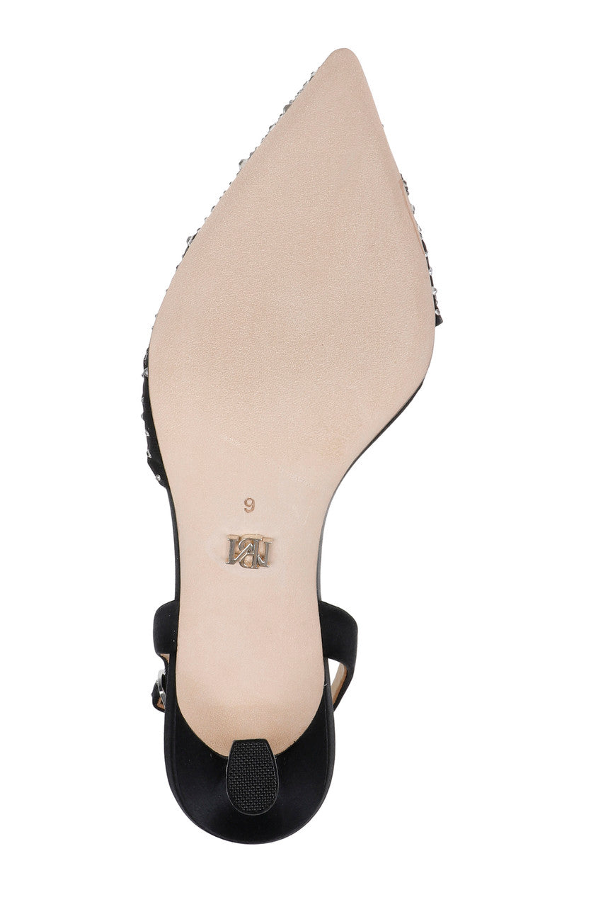 Black | Brenna Rhinestone-Studded 2-Piece Slingbacks