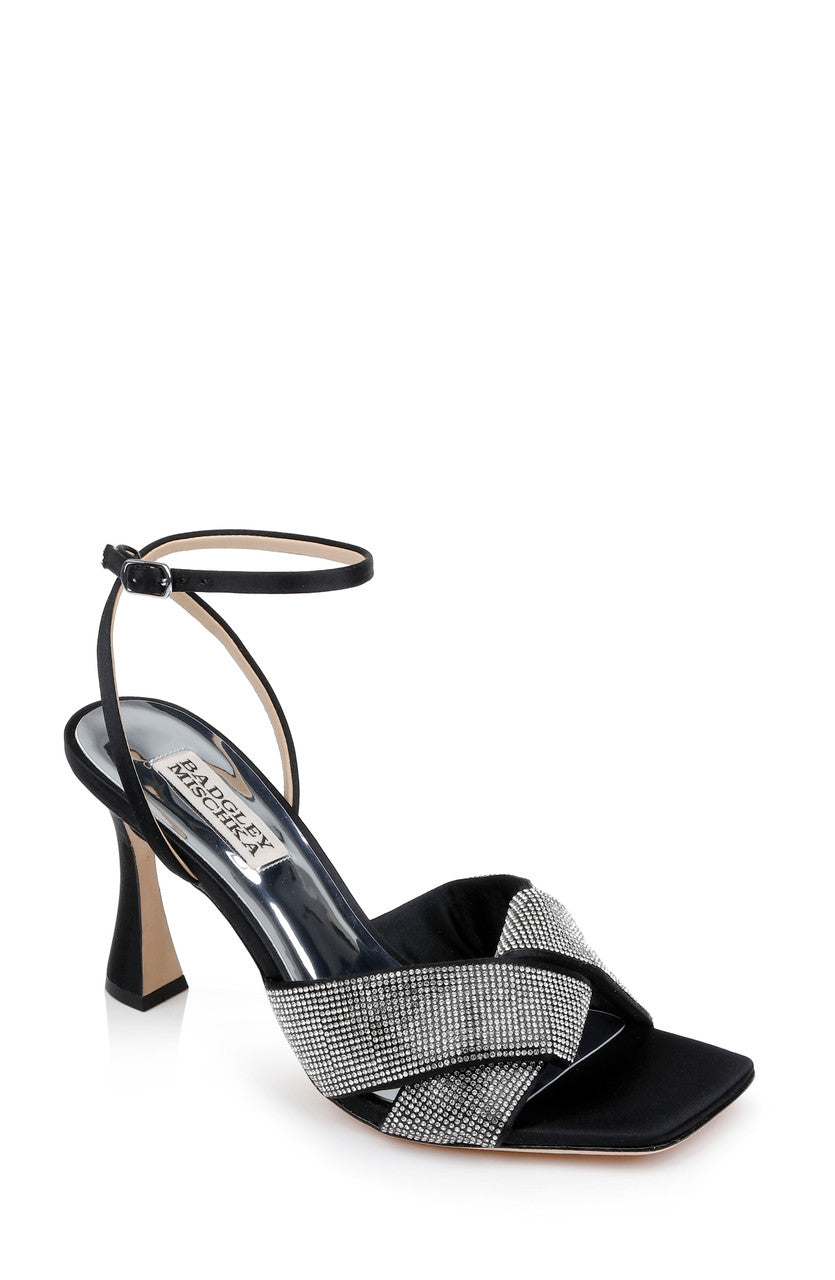 Black | Brinlee Studded Satin Sandal