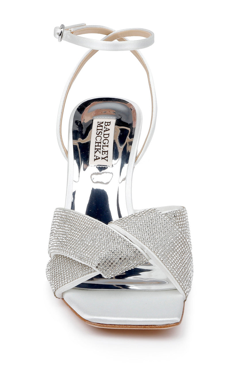 White | Brinlee Studded Satin Sandal
