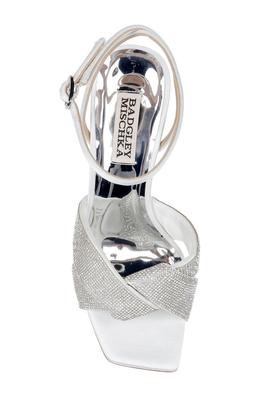 White | Brinlee Studded Satin Sandal