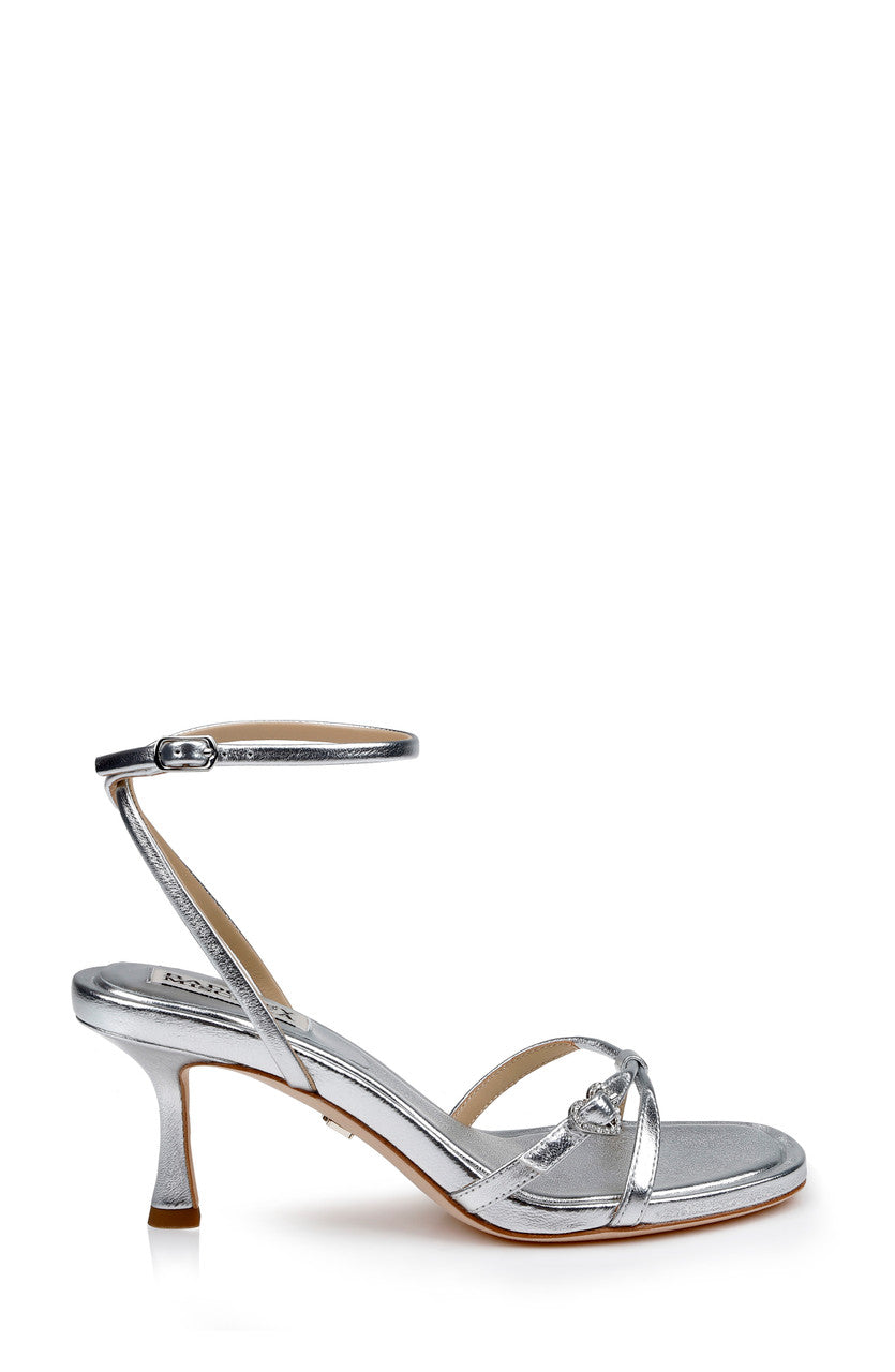 Silver | Brynna Leather Sandals with Heart Buckle
