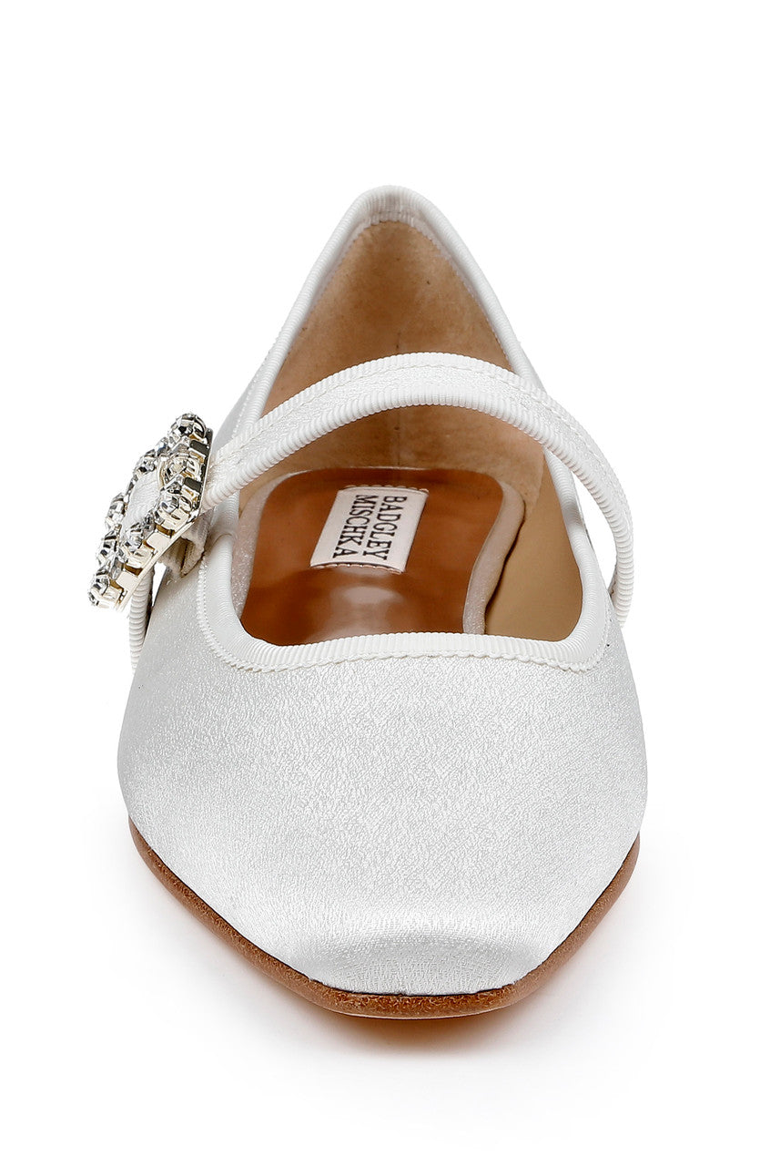Ivory | Brystol Ballerina Flats with Crystal Buckle