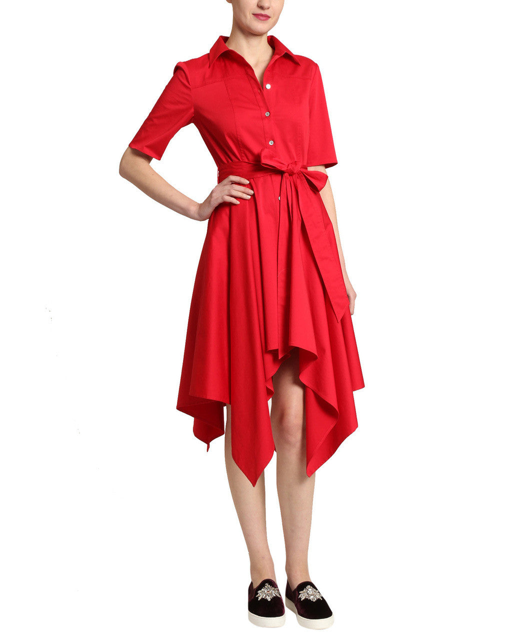 Crimson | Handkerchief Hem Dress