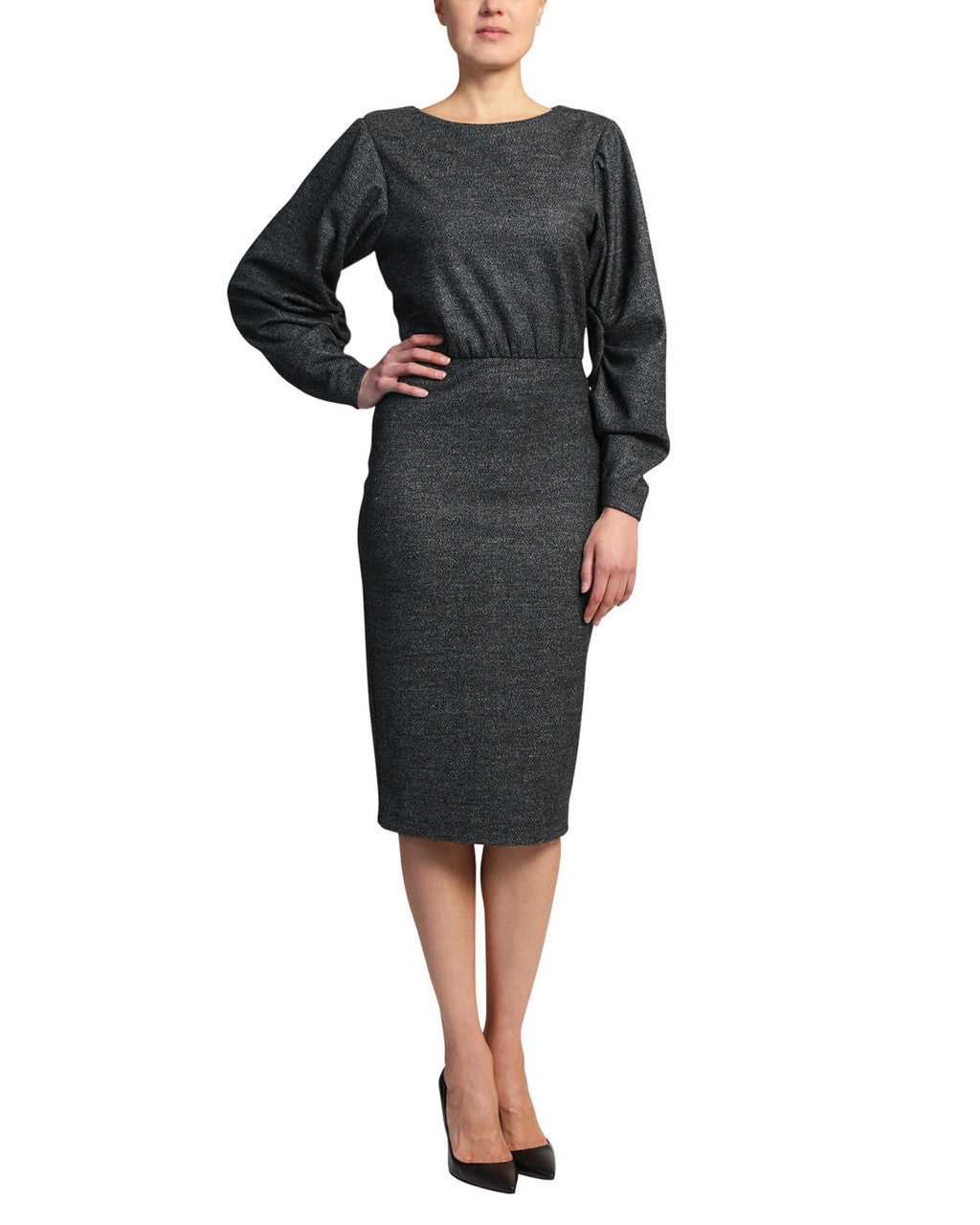 Charcoal | Pleated Sleeve Dress