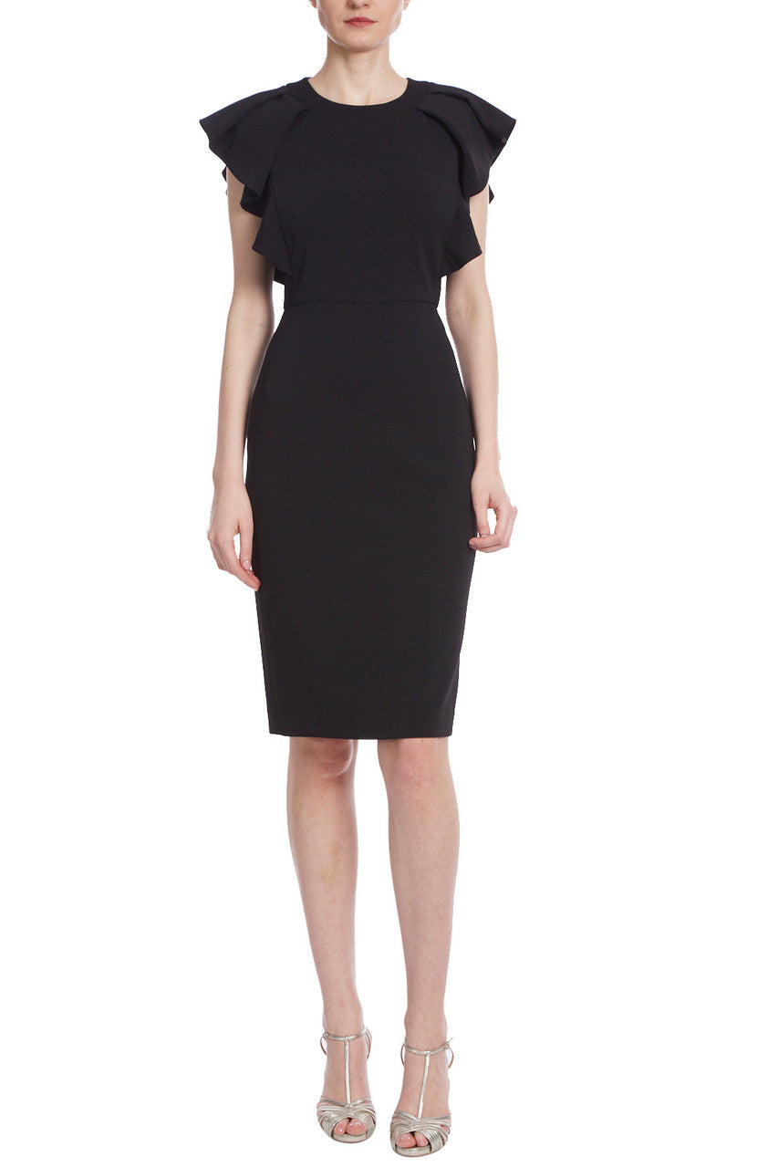 Black | Draped Ruffle Shoulder Cocktail