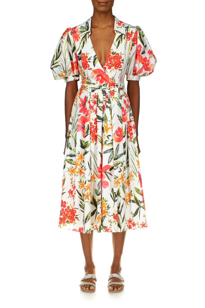 White Multi | Floral Print Midi Dress