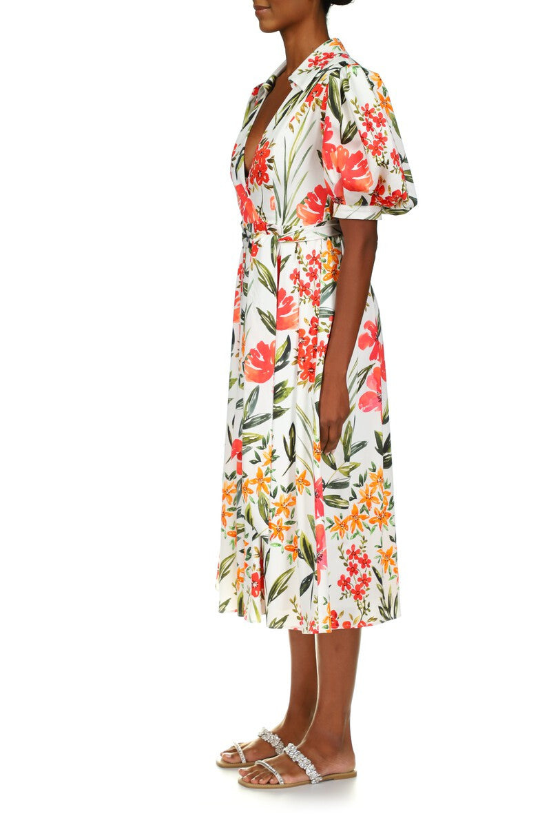White Multi | Floral Print Midi Dress