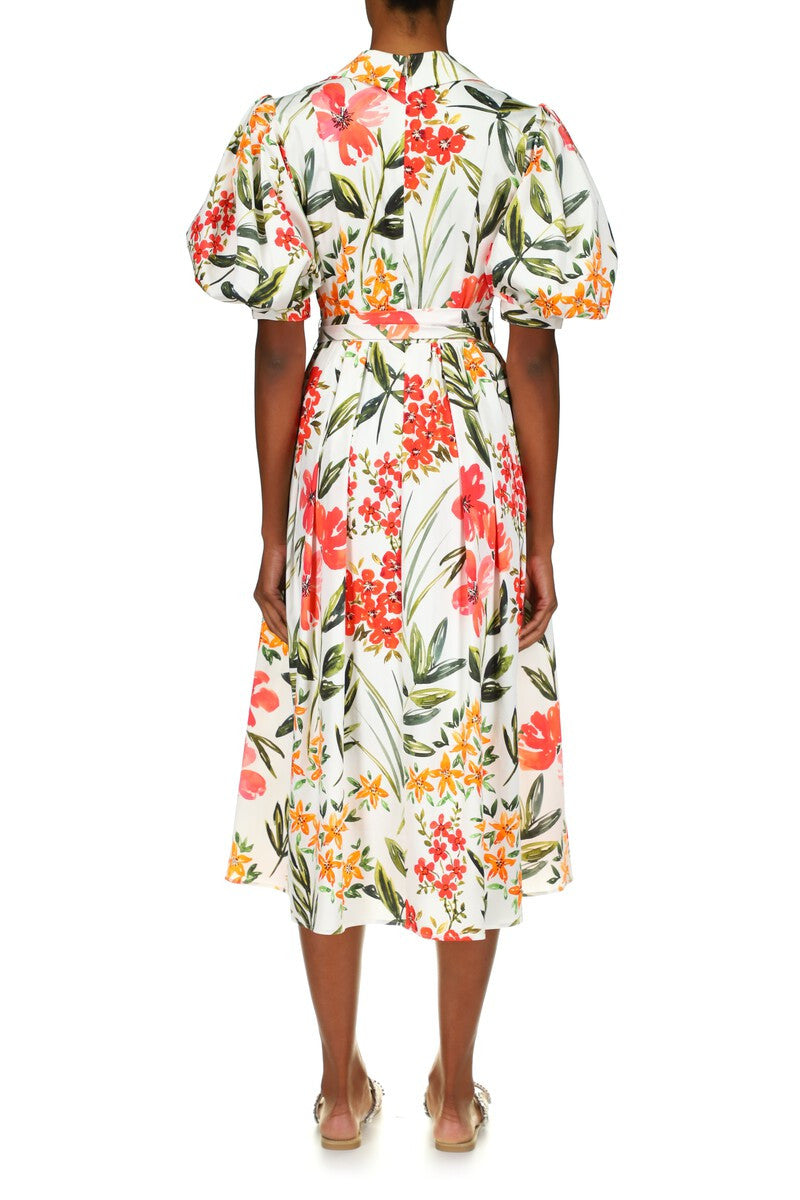 White Multi | Floral Print Midi Dress
