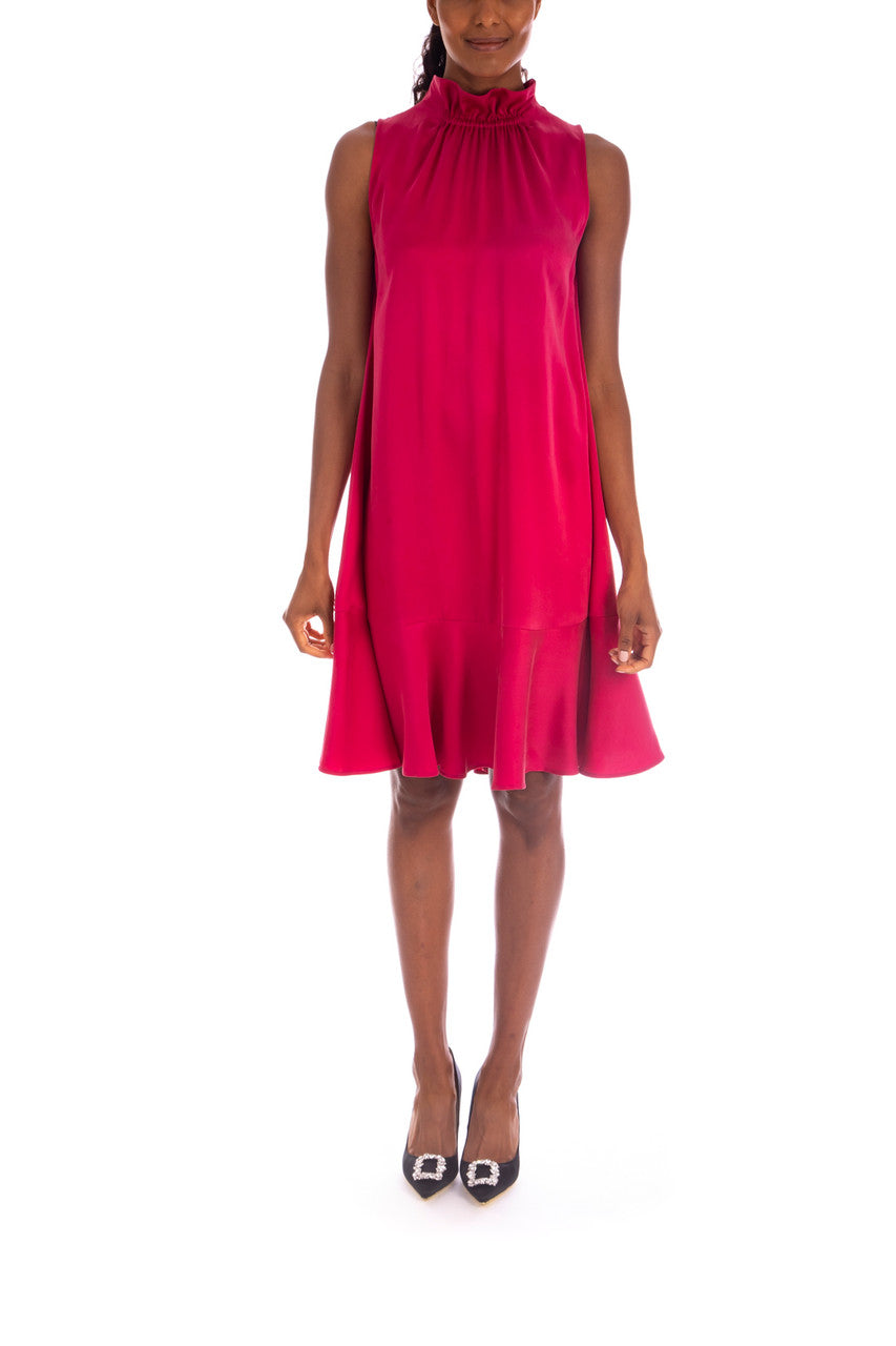 Berry | Silk Trapeze Dress