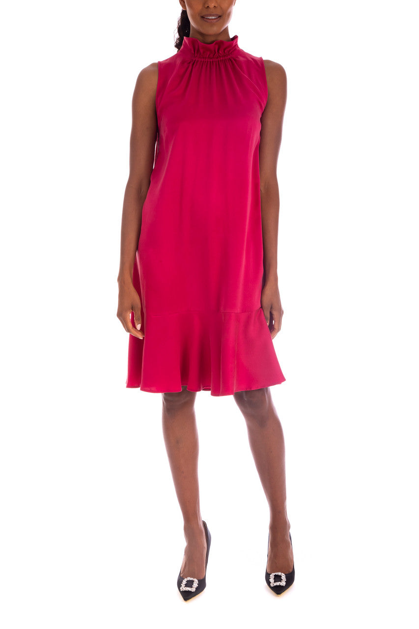Berry | Silk Trapeze Dress