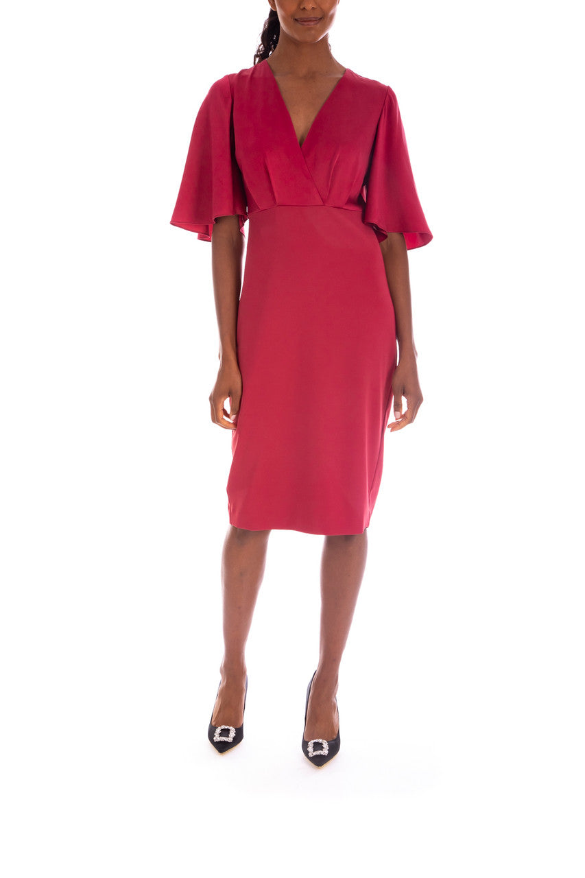 Berry | Flutter Sleeve V-Neck Cocktail Dress