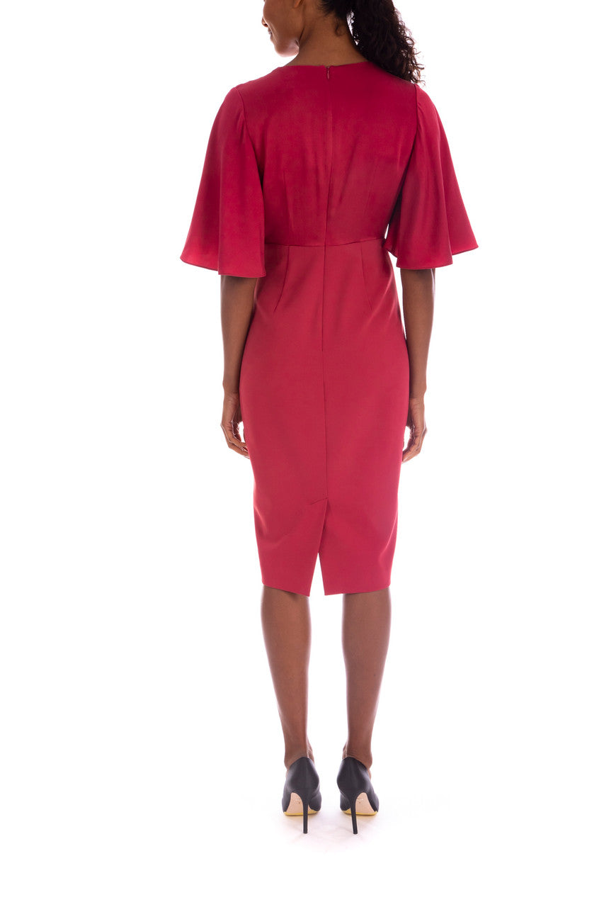 Berry | Flutter Sleeve V-Neck Cocktail Dress