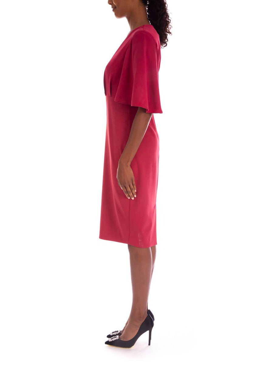 Berry | Flutter Sleeve V-Neck Cocktail Dress