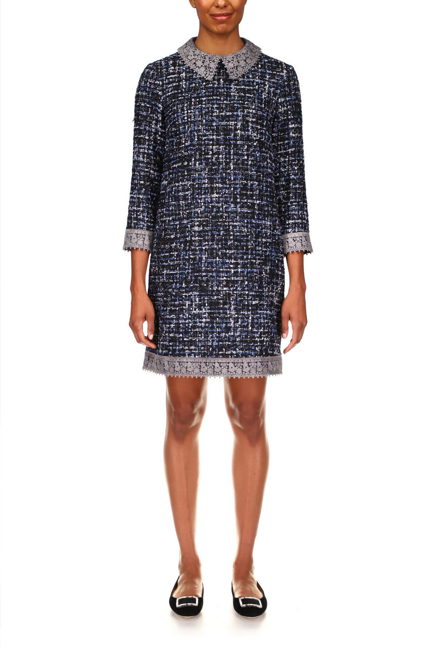 Blue Multi | Tweed Chemise Professional Dress