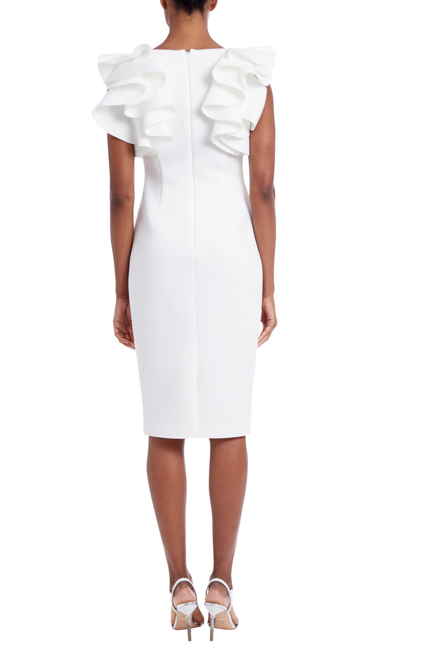 Light Ivory | Cascade Flounce Shoulder Midi