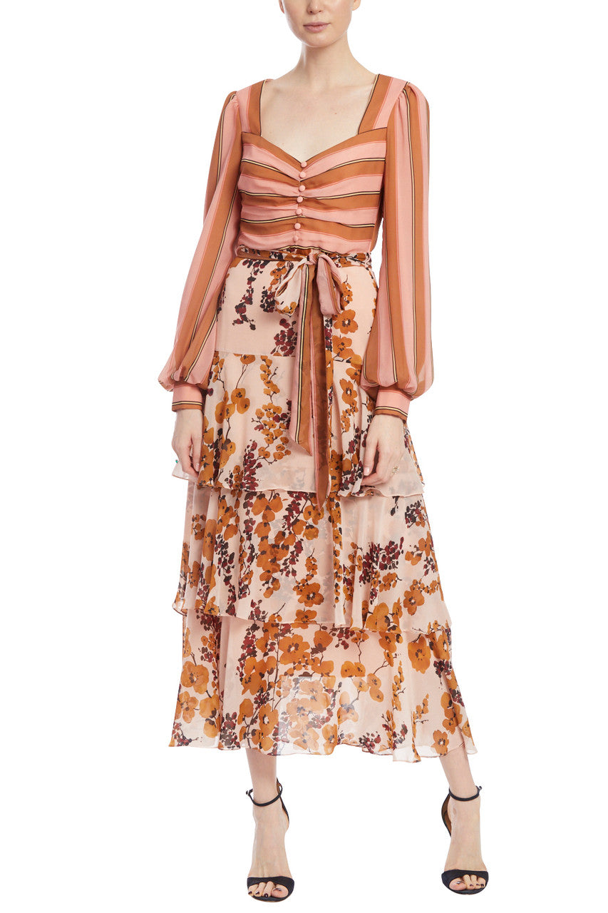 Blush Multi | Stripe & Floral Tiered Dress 