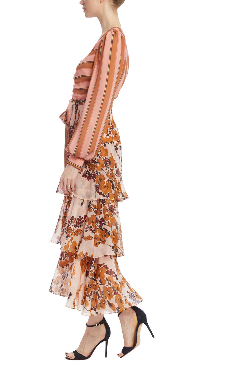 Blush Multi | Stripe & Floral Tiered Dress 