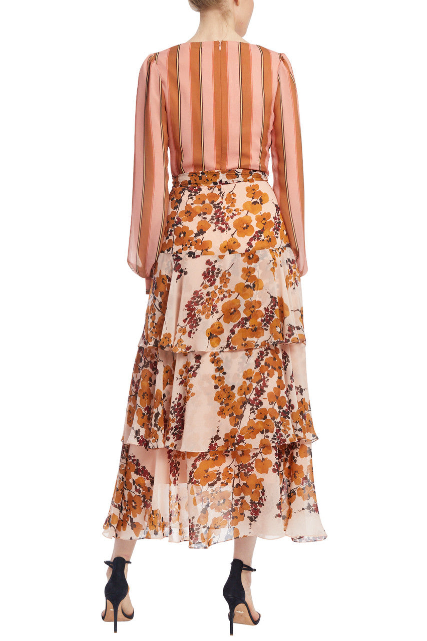 Blush Multi | Stripe & Floral Tiered Dress 