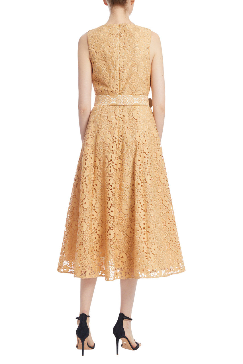 Tan | Vintage V-Neck Lace Dress