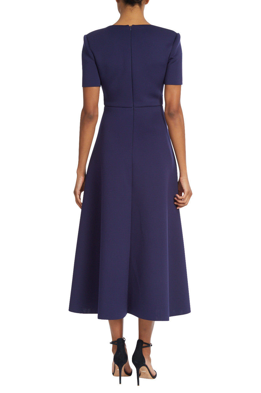 Navy | Fit and Flare Laser-Cut Detail Dress