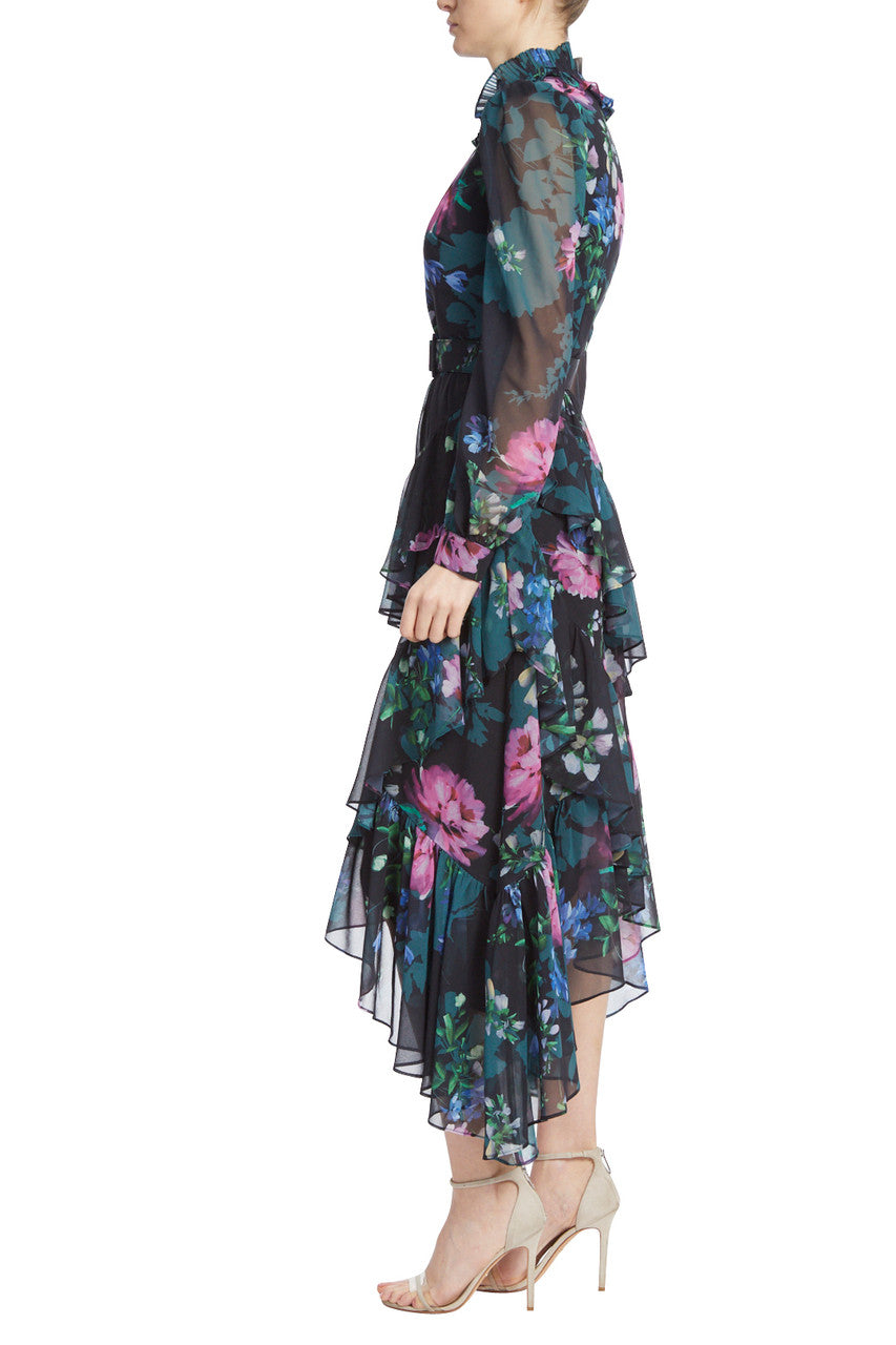 Black Multi | Tiered Midnight Garden Dress