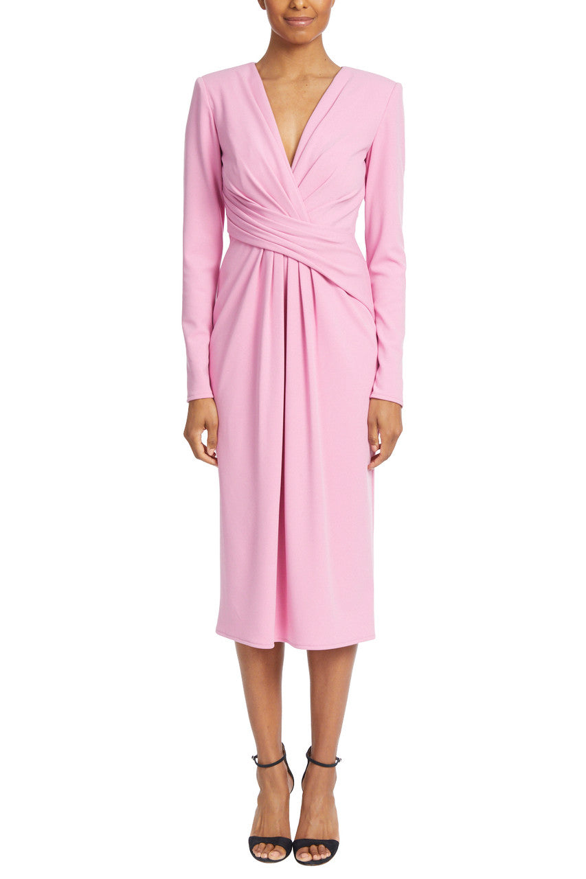 Dark Rose | Pleated Drape Front Dress