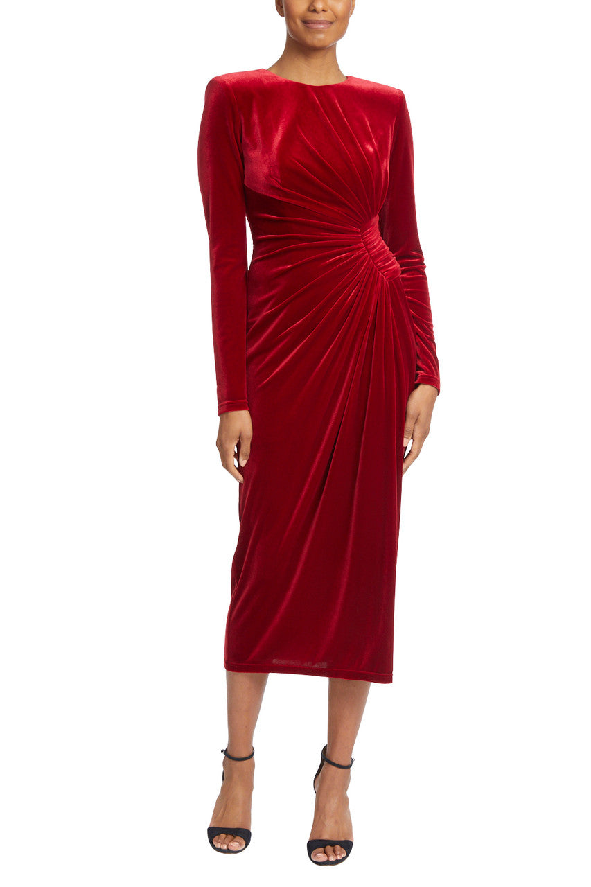 Red | 40’S Pleated Velvet Dress