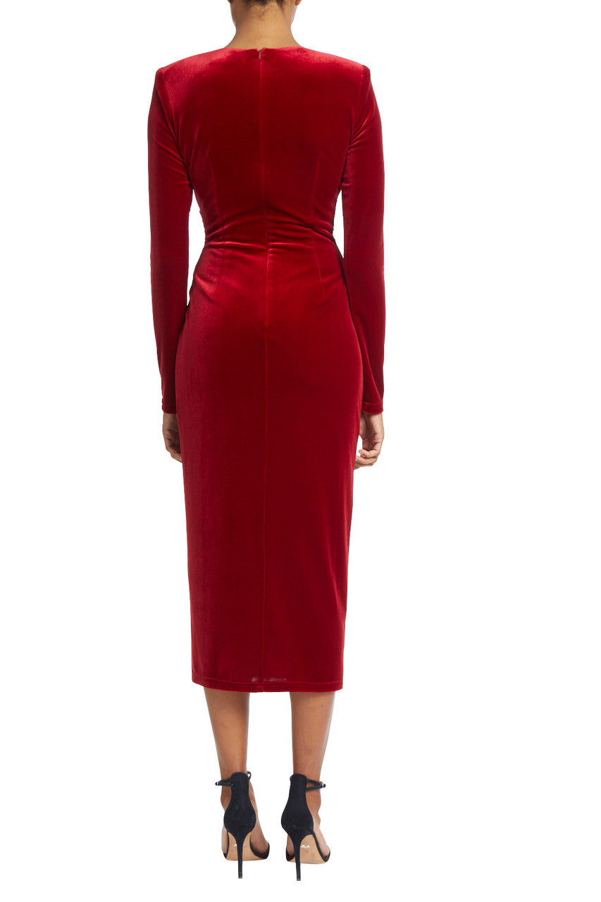 Red | 40’S Pleated Velvet Dress