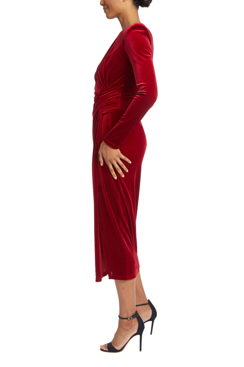 Red | 40’S Pleated Velvet Dress