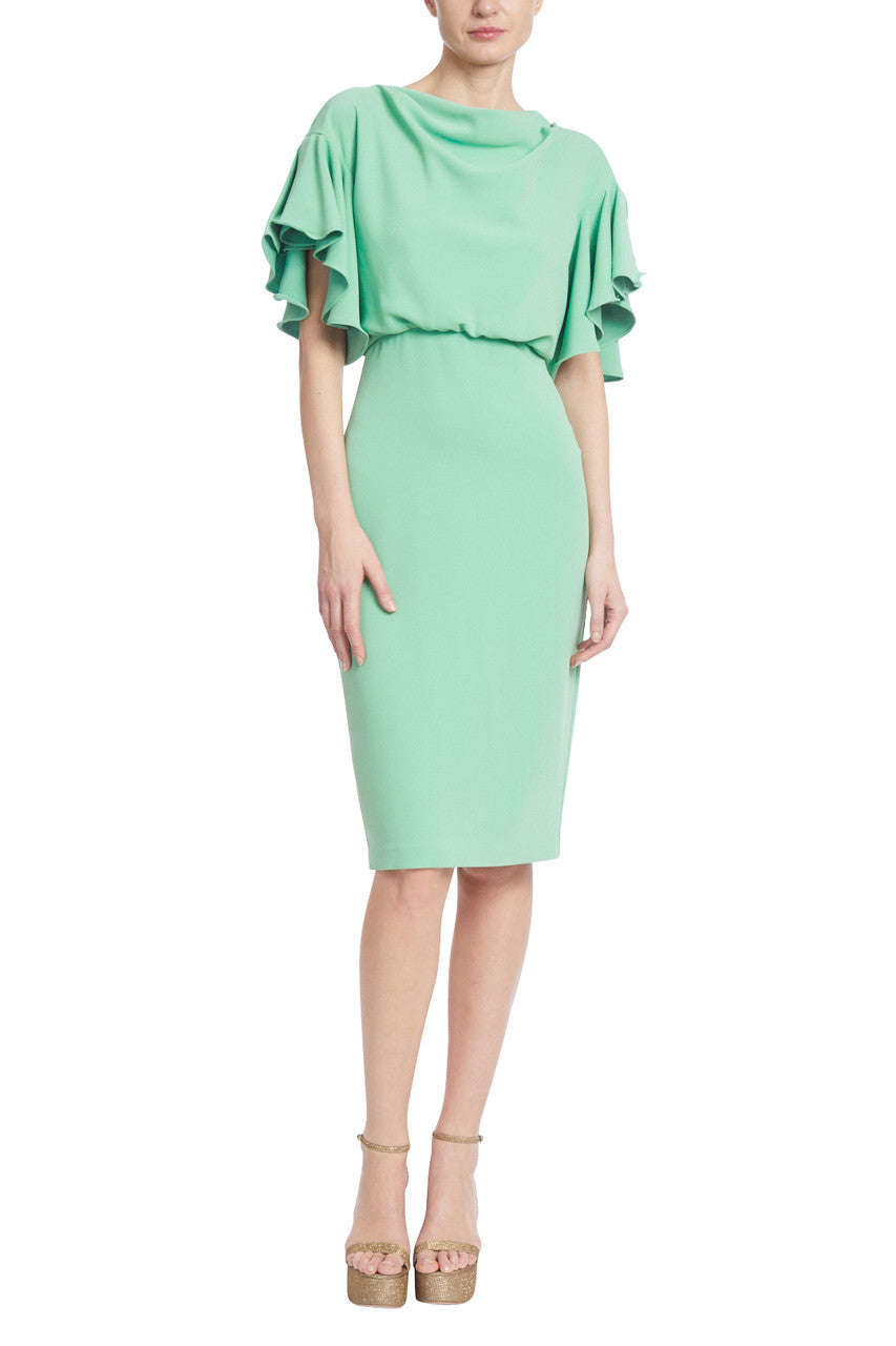 Spearmint | Blouson Sheath Dress with Drapey Sleeves