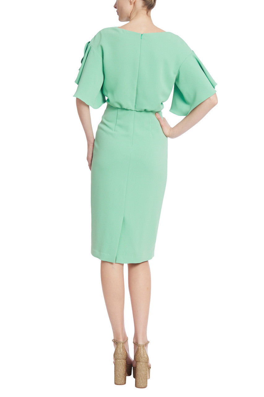 Spearmint | Blouson Sheath Dress with Drapey Sleeves