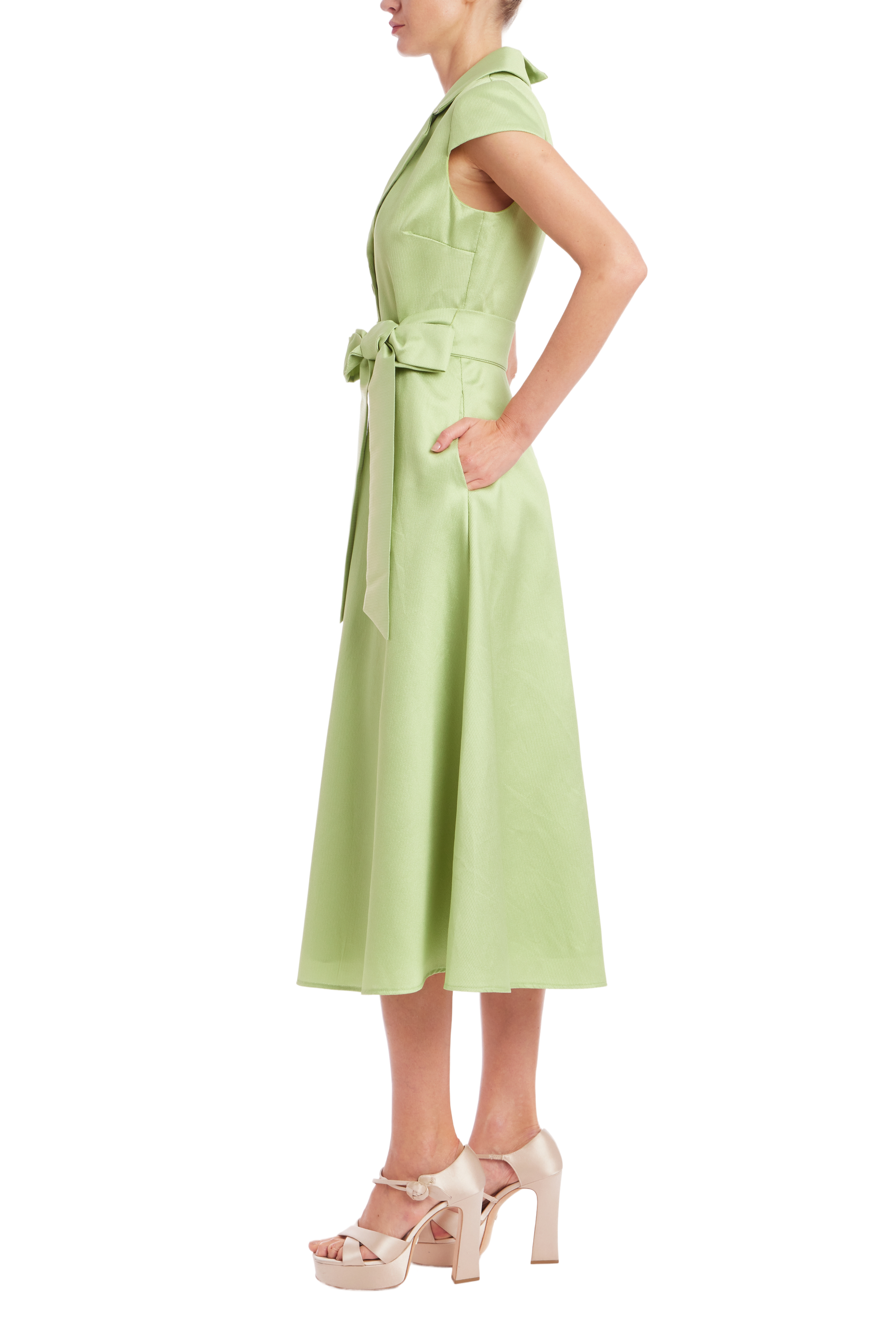 Badgley Mischka Women's Cap Sleeve Shirt Dress - Lime Badgley Mischka Women's Cap Sleeve Shirt Dress - Lime