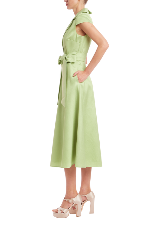 Lime | Cap Sleeve Belted Shirt Dress Side