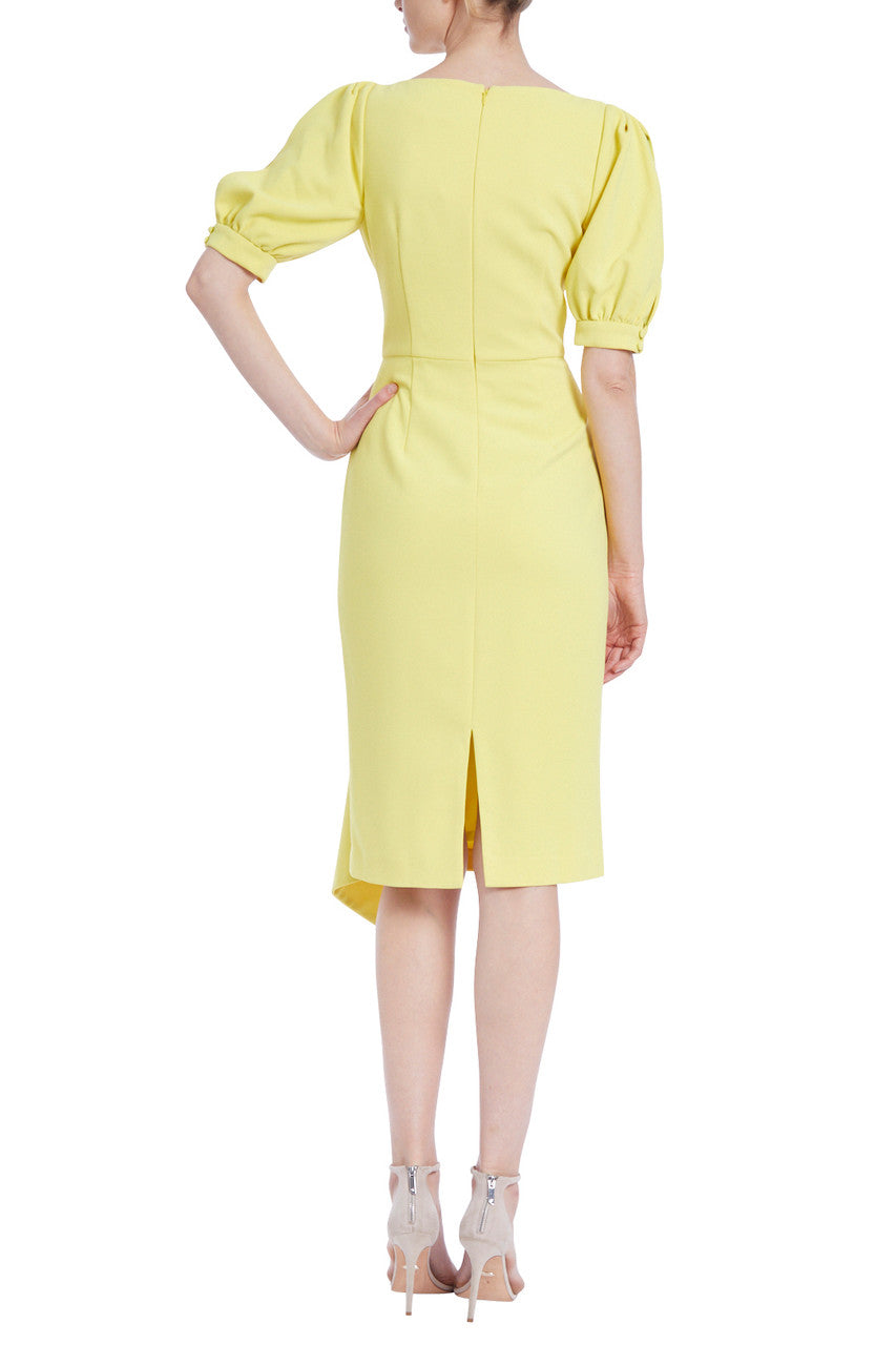 Yellow | Professional Puff-Sleeve Day Dress