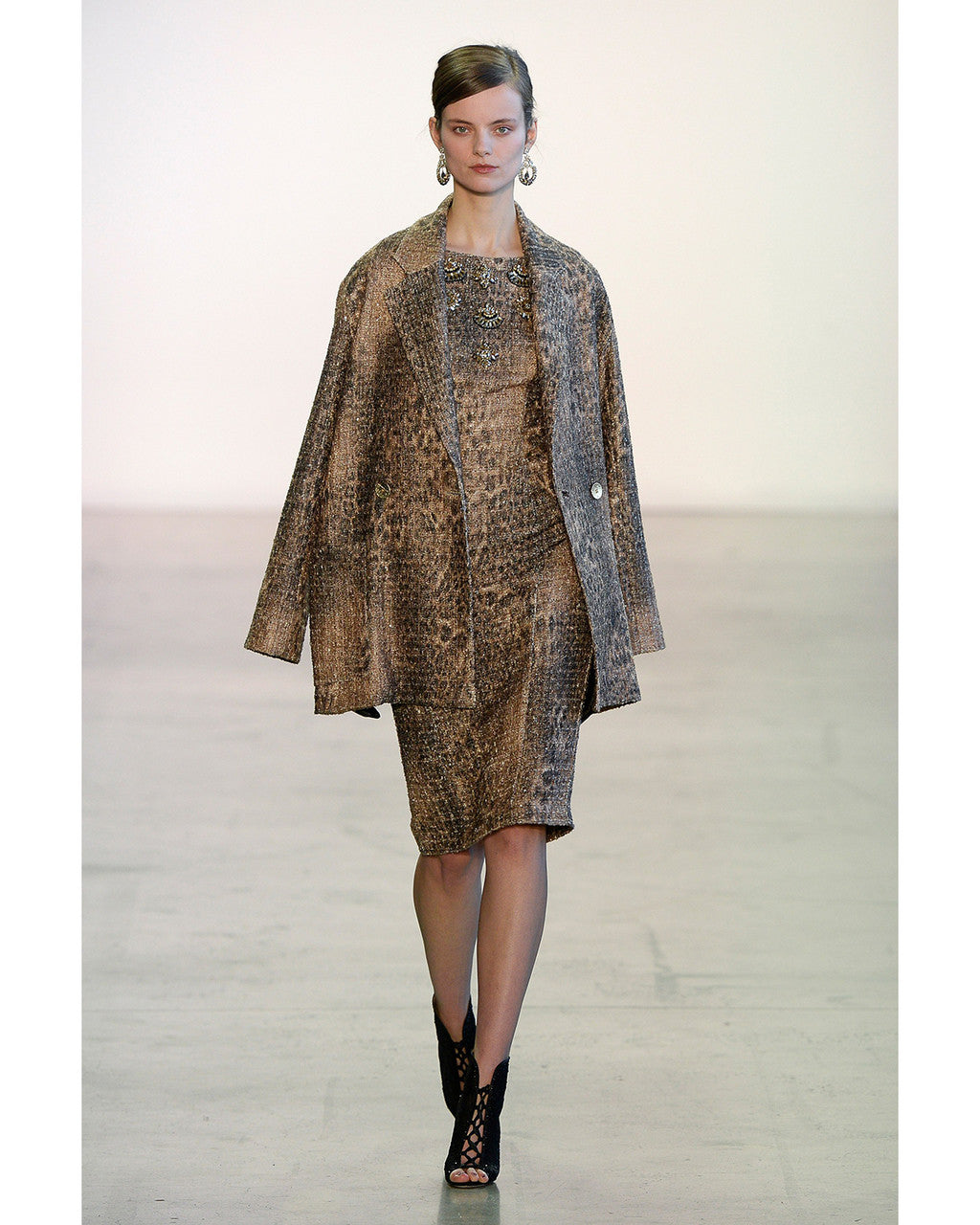 Tan Multi | Leopard Tweed Trench
