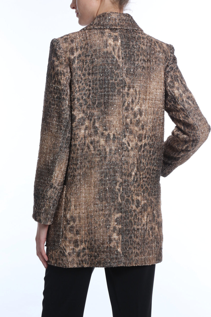 Tan Multi | Leopard Tweed Trench