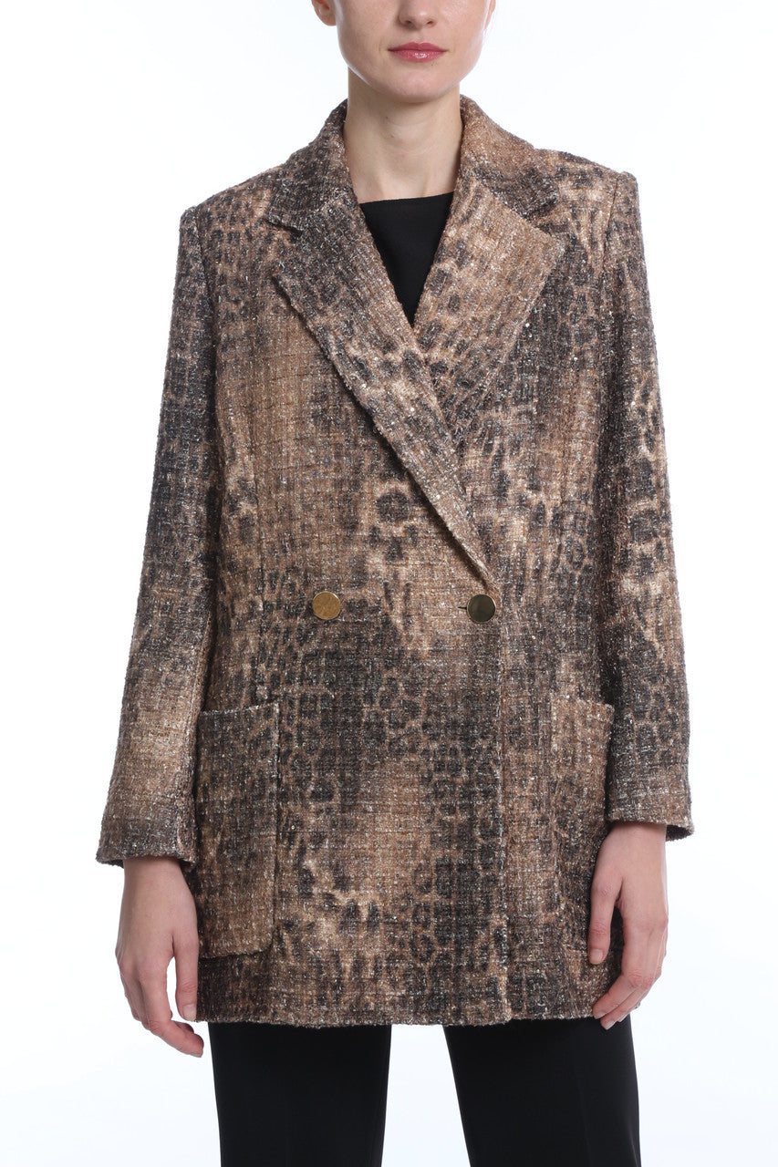 Tan Multi | Leopard Tweed Trench