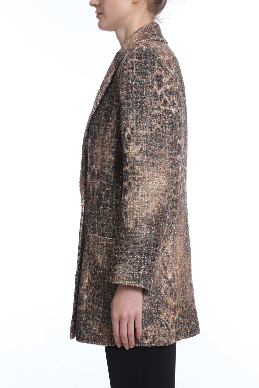 Tan Multi | Leopard Tweed Trench