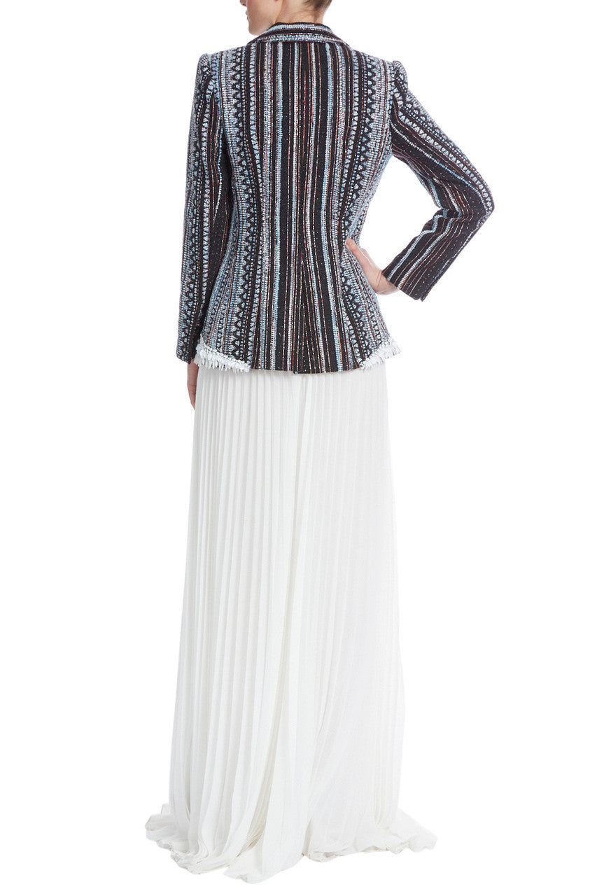 Blue | Runway Embellished Tweed Jacket
